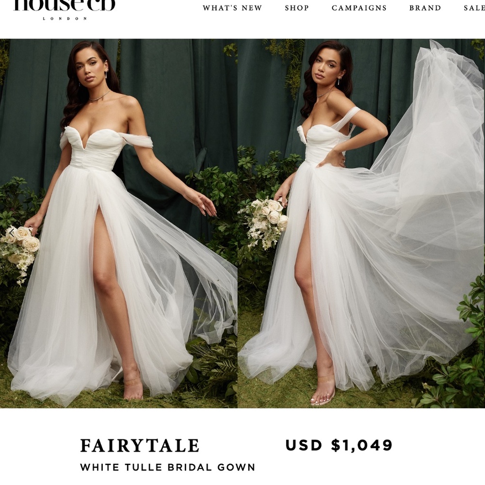 HOUSE OF CB 'Fairytale' White Tulle Bridal Gown‎ NWOT size L
